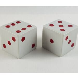 Large Dice Salt Pepper Shaker Set Made In Japan Red Dots Statement Piece Casino